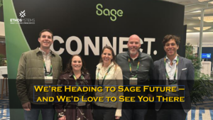 ETHOSystems team heading to Sage Future standing in front of sign