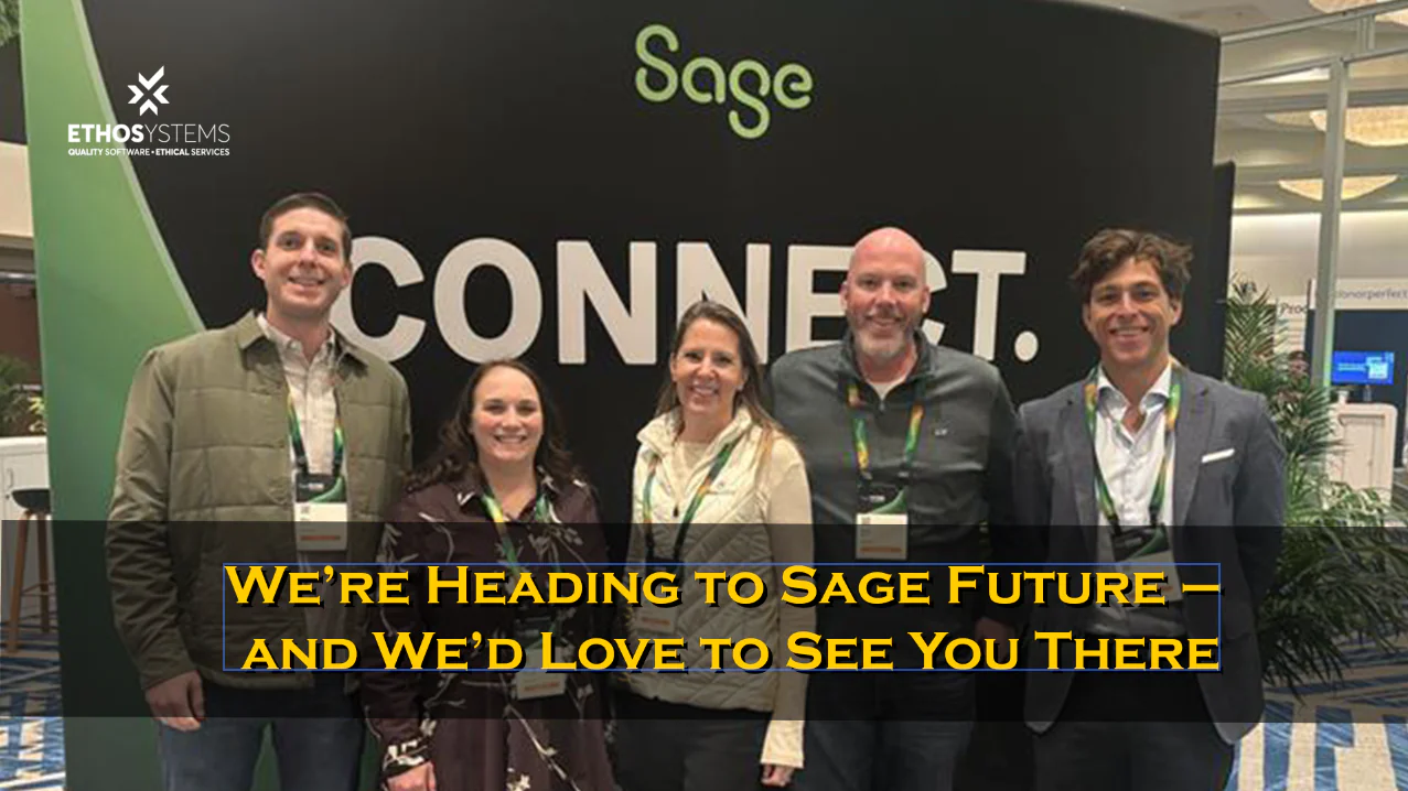ETHOSystems team heading to Sage Future standing in front of sign