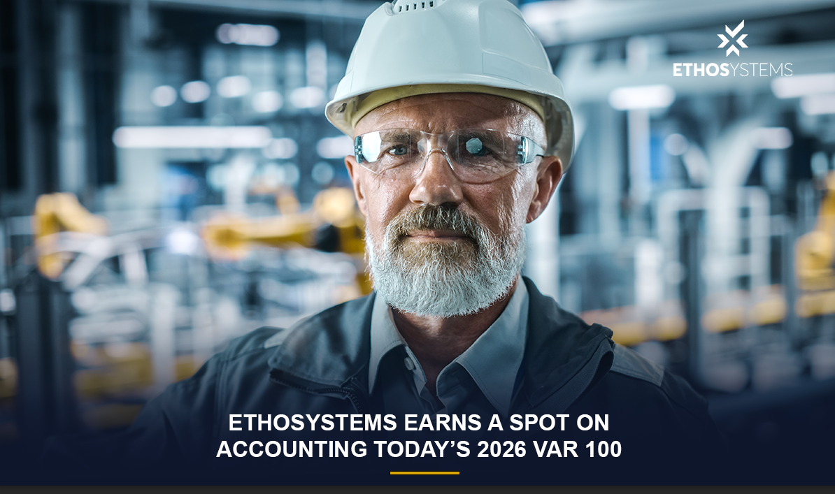 Construction worker in hard hat reviewing operations — ETHOSystems named a top construction technology partner in the 2026 VAR 100